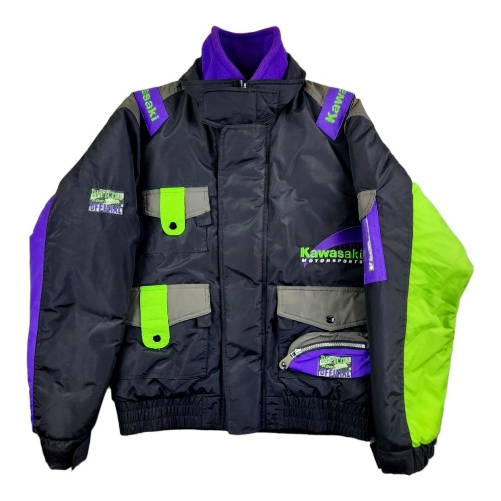 Vintage Kawasaki Motorsports Jacket Motorcycle Ninja Team Green 1990's Rare Jack